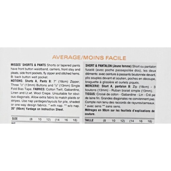 Vintage Vogue Sewing Pattern 1379 Calvin Klein Pants Shorts Size 8 10 12 Uncut - Picture 4 of 5